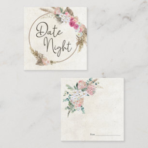Pastel Boho Neutral Floral Date Carte Nuit