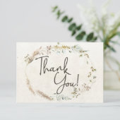 Pastel Boho Neutral Floral Elegant Hartelijk dank Bedankkaart (Staand voorkant)