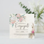 Pastel Boho Neutral Floral Elegant Verloving (Staand voorkant)