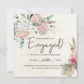 Pastel Boho Neutral Floral Elegant Verloving (Voorkant)