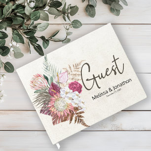 Pastel Boho Neutral Floral Mariage Livre d'or