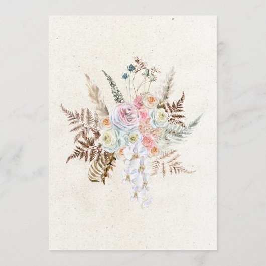 Pastel Boho Neutral Floral Menu Mariage (Dos)