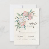 Pastel Boho Neutral Floral Wedding Carte RSVP (Devant)