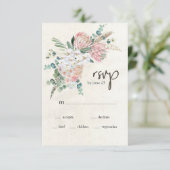 Pastel Boho Neutral Floral Wedding Carte RSVP (Debout devant)