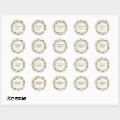 Pastel Boho Neutral Floral Wedding Round Sticker (Vel)