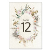 Pastel Boho Neutral Floral Wedding Table Number Kaart (Achterkant)