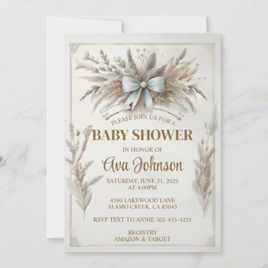 Pastel Boho Rabbit Kaart (Achterkant)