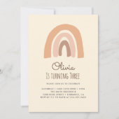 Pastel Boho Rainbow 3rd Verjaardag Uitnodiging Kaa (Voorkant)