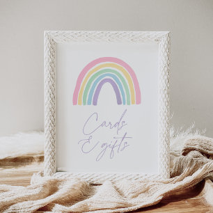 Pastel Boho Rainbow Baby shower Kaarten en cadeau Poster