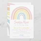 Pastel Boho Rainbow Invitation d'anniversaire (Devant / Derrière)