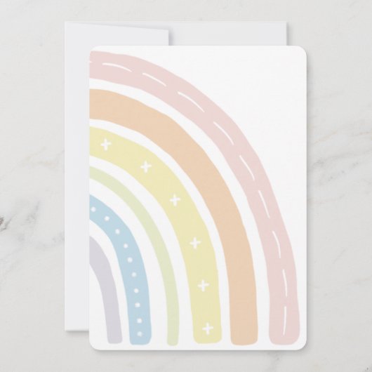 Pastel Boho Rainbow Invitation d'anniversaire (Dos)