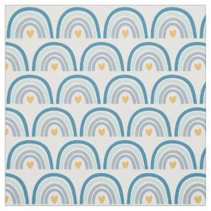 Pastel Boho Rainbows-Blues, Mint en Gold Fabric Stof