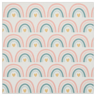 Pastel Boho Rainbows-Pinks, Blues, Gold Fabric Stof