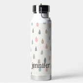 Pastel Boho Raindrops Roze Blauw Goud Naam toevoeg Waterfles (Links)