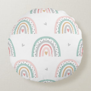 Pastel Boho Regenboog Meisjes Kinderkamer Rond Kussen
