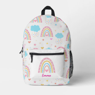 Pastel Boho regenboogpatroon met wolken op maat Bedrukte Rugzak
