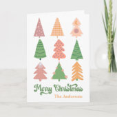 Pastel BOHO Schattigee Bomen Vrolijk kerstfeest Feestdagen Kaart (Voorkant)