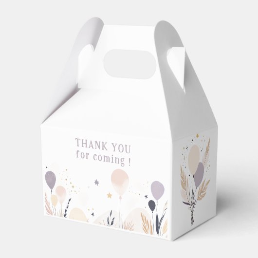 Pastel Boho Uil en Ballonnen Verjaardag Bedankdoosjes (Achterkant)