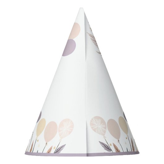 Pastel Boho Uil en Ballonnen Verjaardag Feesthoedjes (Achterkant)