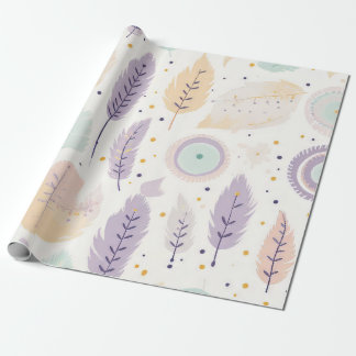 Pastel Boho Veerpatroon met geometrische accenten Cadeaupapier