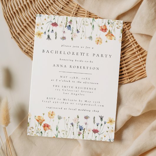 Pastel Boho Wilde Bloem Bruidsfeest Kaart