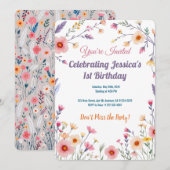 Pastel Boho Wildflower Verjaardag Kaart Ontwerp (Voorkant / Achterkant)