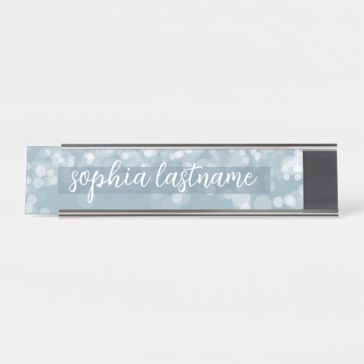 Pastel Bokeh Pattern with Handwritten Signature Bureau Naambordje (Voorkant)