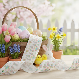 Pastel Boog Konijn Pasen met Lente Bloemen Lint
