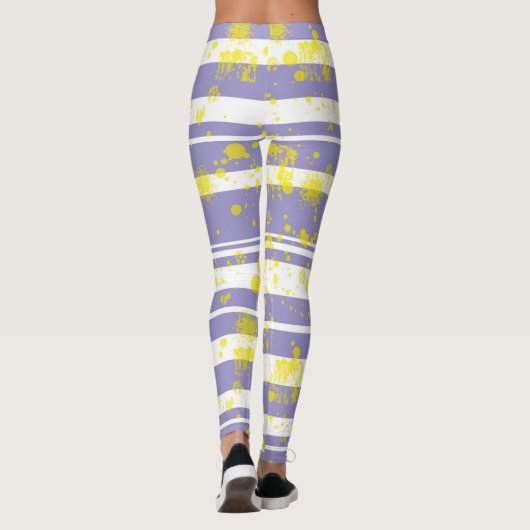 Pastel Bord Lavendel Paarse Abstracte kunst Leggings (Achterkant)