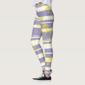 Pastel Bord Lavendel Paarse Abstracte kunst Leggings (Links)