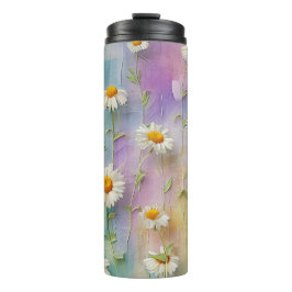 PASTEL BORDUURWERK LOOK DAISY BLOEMEN THERMOSBEKER