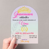 Pastel Botanical Quinceañera Acrylic Invitation (In situ (ordinateur de poche))