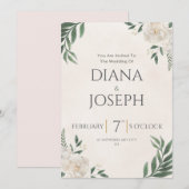 Pastel  Botanical Wedding Invitation | EditabLE (Devant / Derrière)