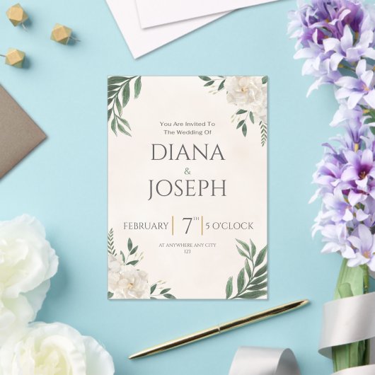 Pastel Botanical Wedding Invitation | EditabLE (Insitu (Mariage))