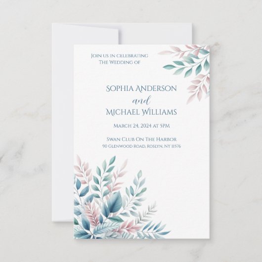 Pastel Botanique Mariage Thème Invitation (Devant)