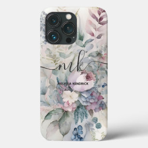  Pastel Botanische Bloemen Monogram Naam iPhone 13 Pro Hoesje