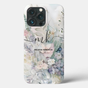  Pastel Botanische Bloemen Varen Monogram Naam iPhone 13 Pro Hoesje