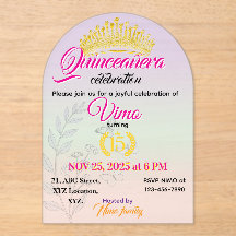 Pastel Botanische Quinceañera Acryl Uitnodiging