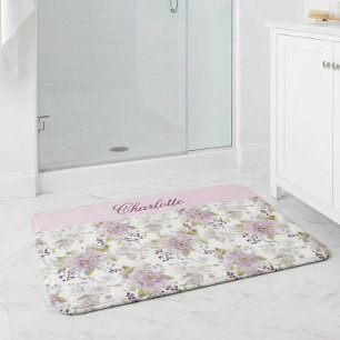 Pastel botanische wilde bloem aangepaste monogram badmat
