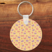 Pastel Bows & Flowers Pattern – Cute Yellow Girly Sleutelhanger (Voorkant)