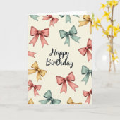 Pastel Bows Verjaardagskaart Kaart (Gele Bloem)