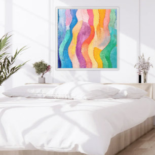 Pastel Brights Abstracte kunst in verticale golven Canvas Afdruk