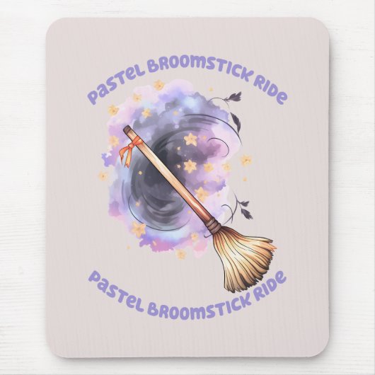 Pastel Broomstick Ride Muismat (Voorkant)