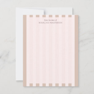 Pastel Brown Stripes Elegant Monogram Notitiekaartje