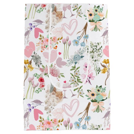 Pastel Bruiloft ornamenten patroon 02 Medium Cadeauzakje (Achterkant)