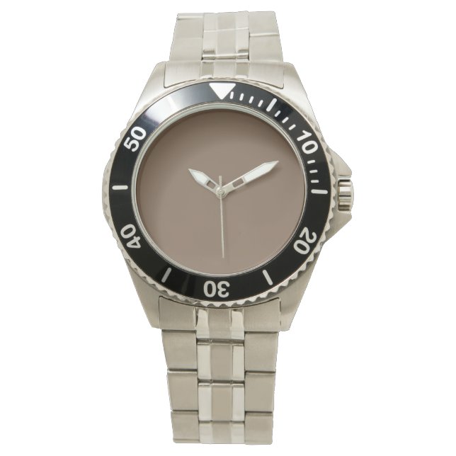 Pastel Bruin Koel Solid Color Horloge (Voorkant)