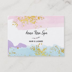 *~* Pastel Brush Gold Glitter Roos Bud Splash Visitekaartje