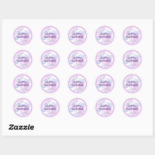 Pastel Bubble “Happy Birthday” Sticker (Feuille)