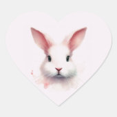 Pastel Bunny Bliss - Hartvormige Sticker (Voorkant)