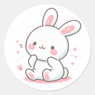 Pastel Bunny Design, Schattigee zachte kleur Bunny Ronde Sticker